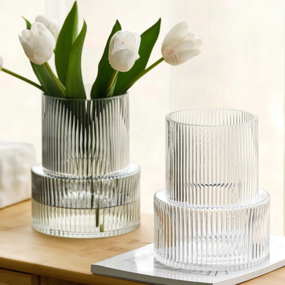 Nordic Retro Strukturierte Glas Vase Transparente Vase Exquisite Hydrokultur Blume Anordnung Container Hause Hochzeit Dekoration
