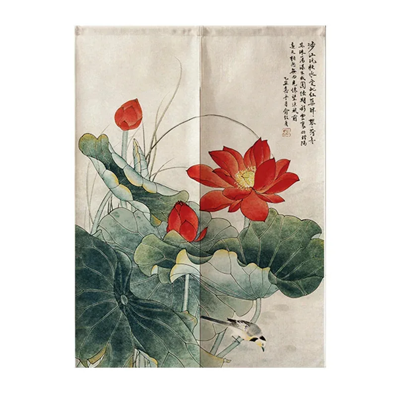 The Traditional Chinese Style Feng Shui Door Curtain Japanese Noren Lotus Door Curtain Bedroom Door Curtain