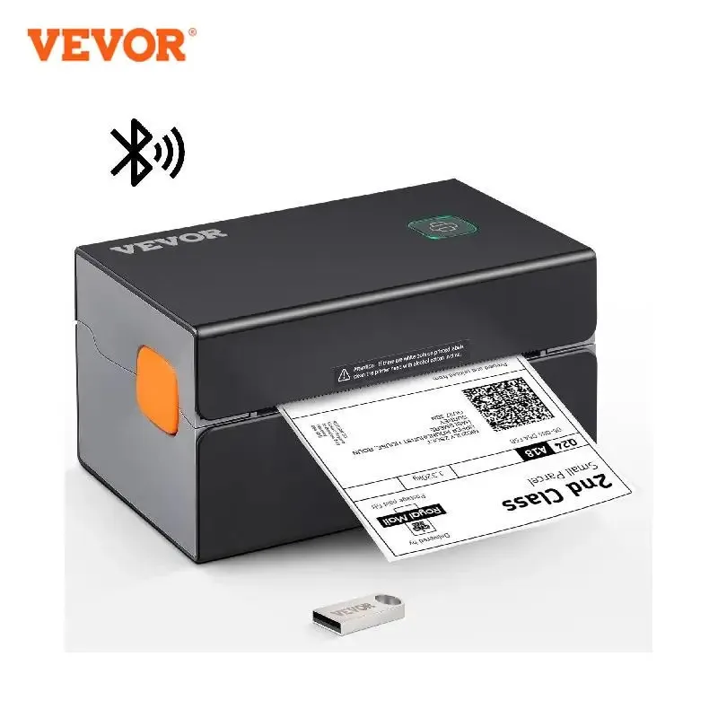 VEVOR Thermal Label Printer 300DPI Bluetooth & Automatic Label Recognition for 4x6 Mailing Packages USB Barcode Sticker Make