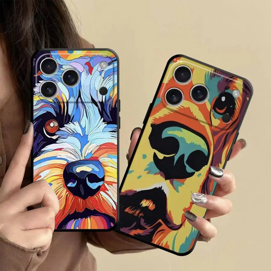 Colorful Dog Pop Painting Case for Apple iPhone 17 Pro Max XS XR 13 Mini 12 Plus 11 15 Air 16 7 8 17e Phone Cover