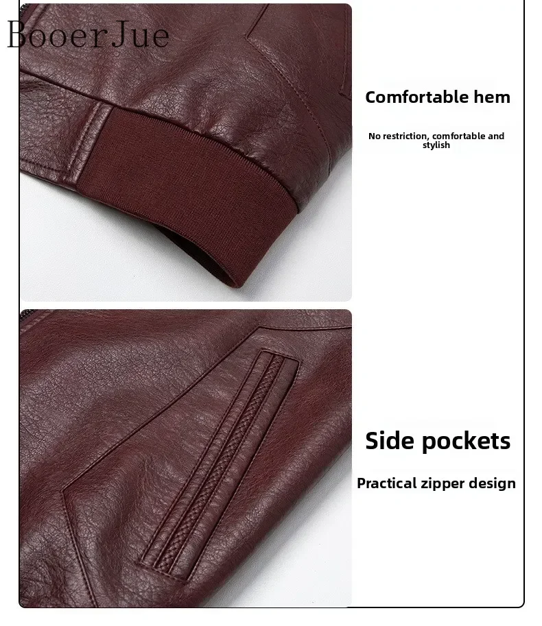 Herren Lederjacke Herbst Winter Kunstledermantel Koreanischer Stil Slim Fit Lässig Trendig Vielseitig Stilvolle Oberbekleidung für Männer 6XL – Detail 7