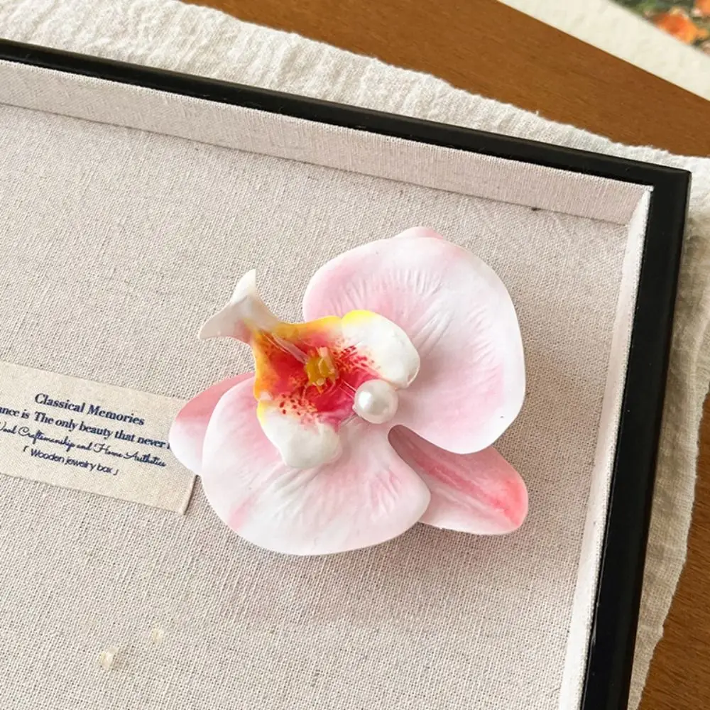 

Sweet Cloth Flower Hair Clip Pearl Butterfly Orchid Orchid Flower Hairpin Korean Style Headdress Girl Hair Clip Girl