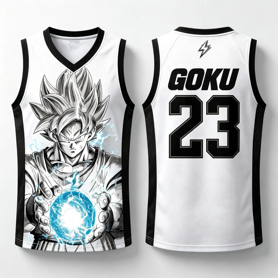 Dragon Ball Goku Super Saiyan Blue Basketball-Trikot für Herren, 3D-Druck, Sportweste, Anime-Streetwear-Tanktop, passende Familien-Outfits – Detail 14