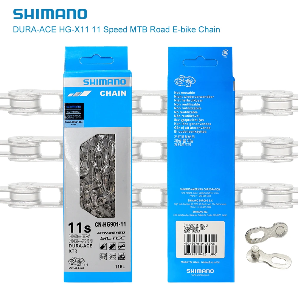 SHIMANO DURA-ACE CN HG901 11S Speed Chain With Quick Link 11s 11v MTB Road E-bike Chain HG-X11 Bicycle Chains Original