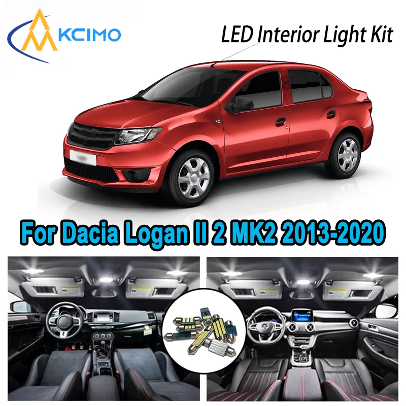 

Высококачественный светодиодный комплект интерьера для Dacia Logan II 2 MK2 2013-2020 2015 2016, автомобильные лампы премиум-класса без ошибок купола с картой багажника