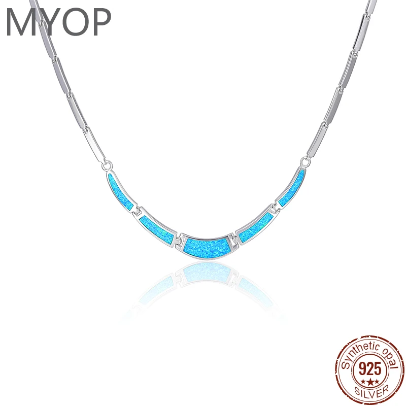 MYOP Bright Warm Single Piece With Low-Key 2023 Jewellery 925 Sterling Silver Opal Necklace