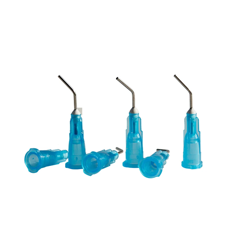 Pre Bent Dental Etching Needle Curved Metal Tip Disposable Dispensing Tips For Acid Etchant Resin Bonding Application Dental Lab