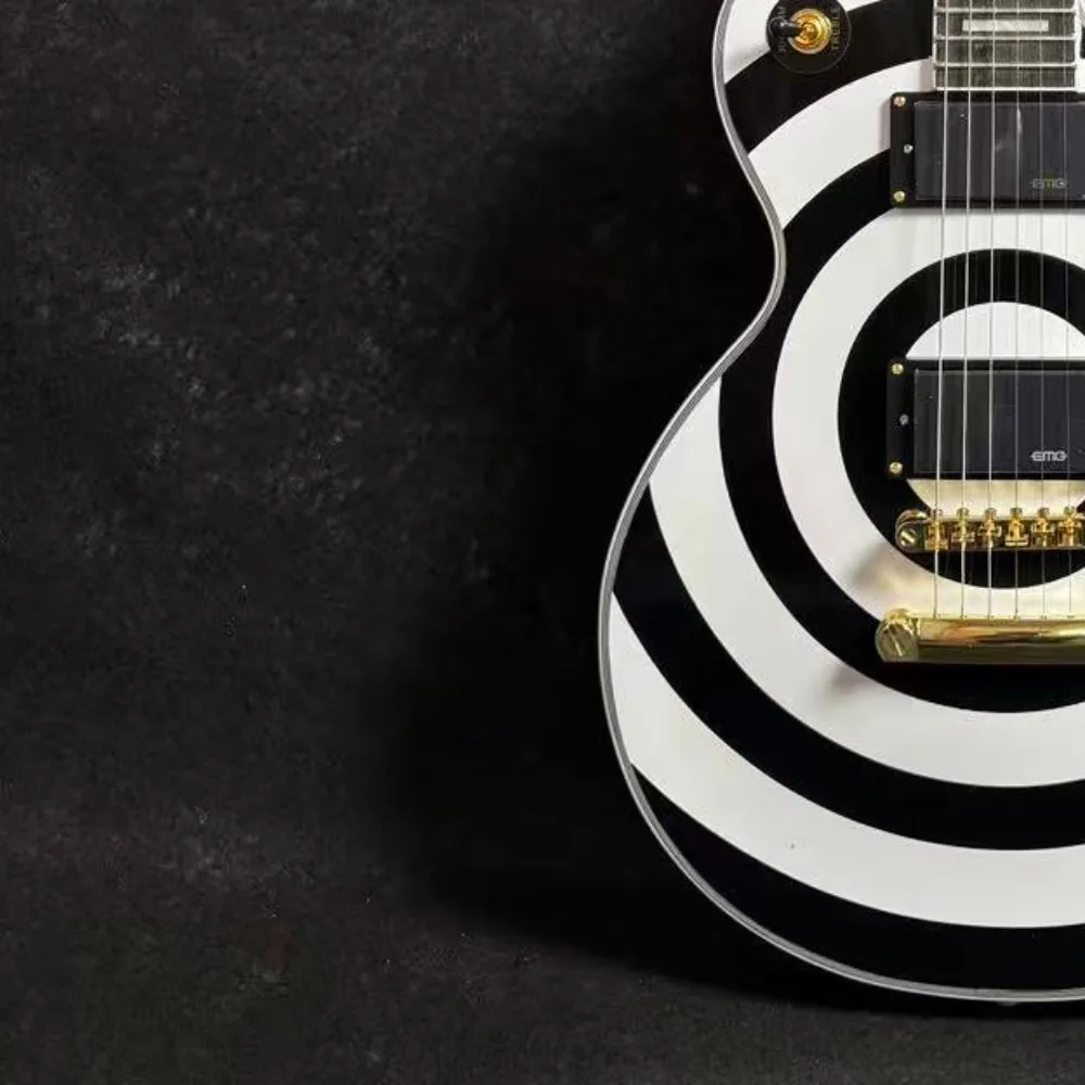 Black-and-White Two-Tone Finish 6-String Mahogany Body Electric Guitar with Dual Pickups Rich Midrange Tone Heavy Metal and Rock Performance Electric Guitar