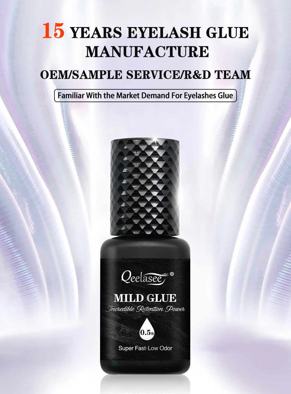 Qeelasee Wimpernkleber, 0,5 s, schnell trocknend, professioneller Wimpernverlängerungskleber, wasserfest, mild, langlebig, Make-up-Werkzeug, Wimpernkleber – Detail 1