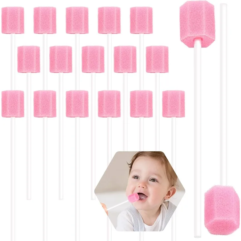 

Care Sponge Swab Tooth Cleaning Mouth Swabs with Stick Sponge Head 100pcs Disposable Cleaning Cleaner Swab Oral
