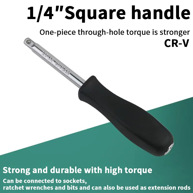 1/4 Inch Square Bar Connection Handle – Screwdriver Handle, Connector Rod Rotator for Sockets, Ratchet Wrenches, and Bits