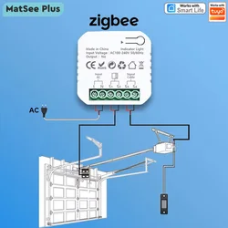 Smart ZigBee Garage Door Opener Controller with Sensor App Control Works with Tuya Alexa Google Home Zigbee2MQTT Gateway Needed
