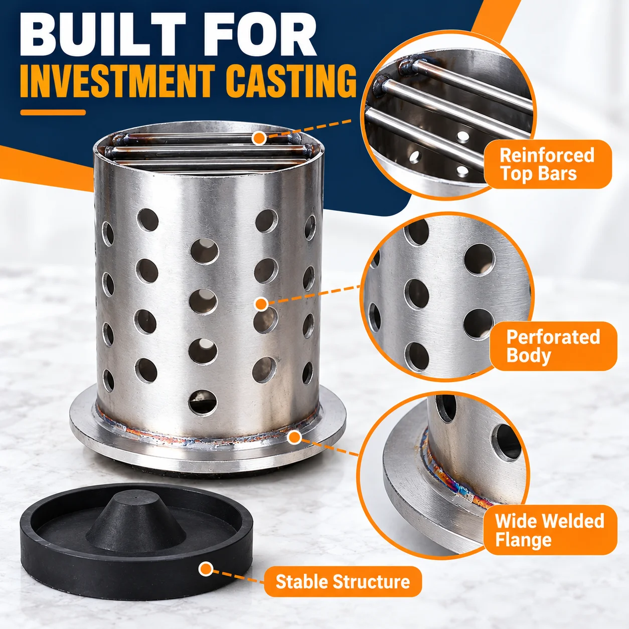 TOOLTOS 8.6 Inch Stainless Steel Plaster Mold Making Flask Investment Casting Tool for DIY Jewelry Equipment
