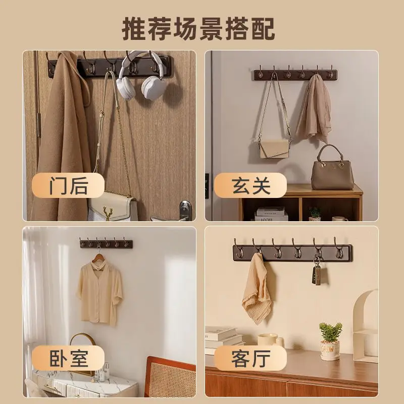 Black Walnut Hangers Rack Hanging Clothes Wooden Hooks Bedroom Cloakroom Storage Furniture Coat Bags Hat Shelf Wall Decoration