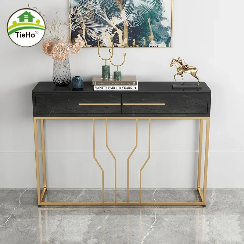 Nordic Living Room Metal Console Table With Drawer Modern Luxury Style Ultra Narrow Table Hallway Long Side Table Home Furniture