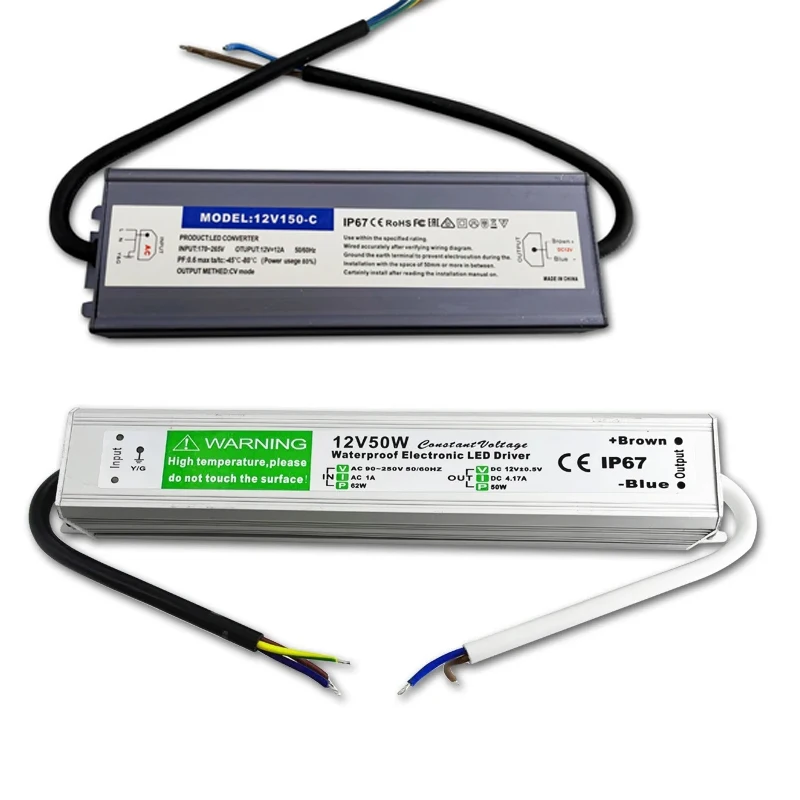 Driver LED DC12V 24V IP67 trasformatori di illuminazione impermeabili per luci esterne alimentatore 10W 20W 30W 50w 80W 100W 120W