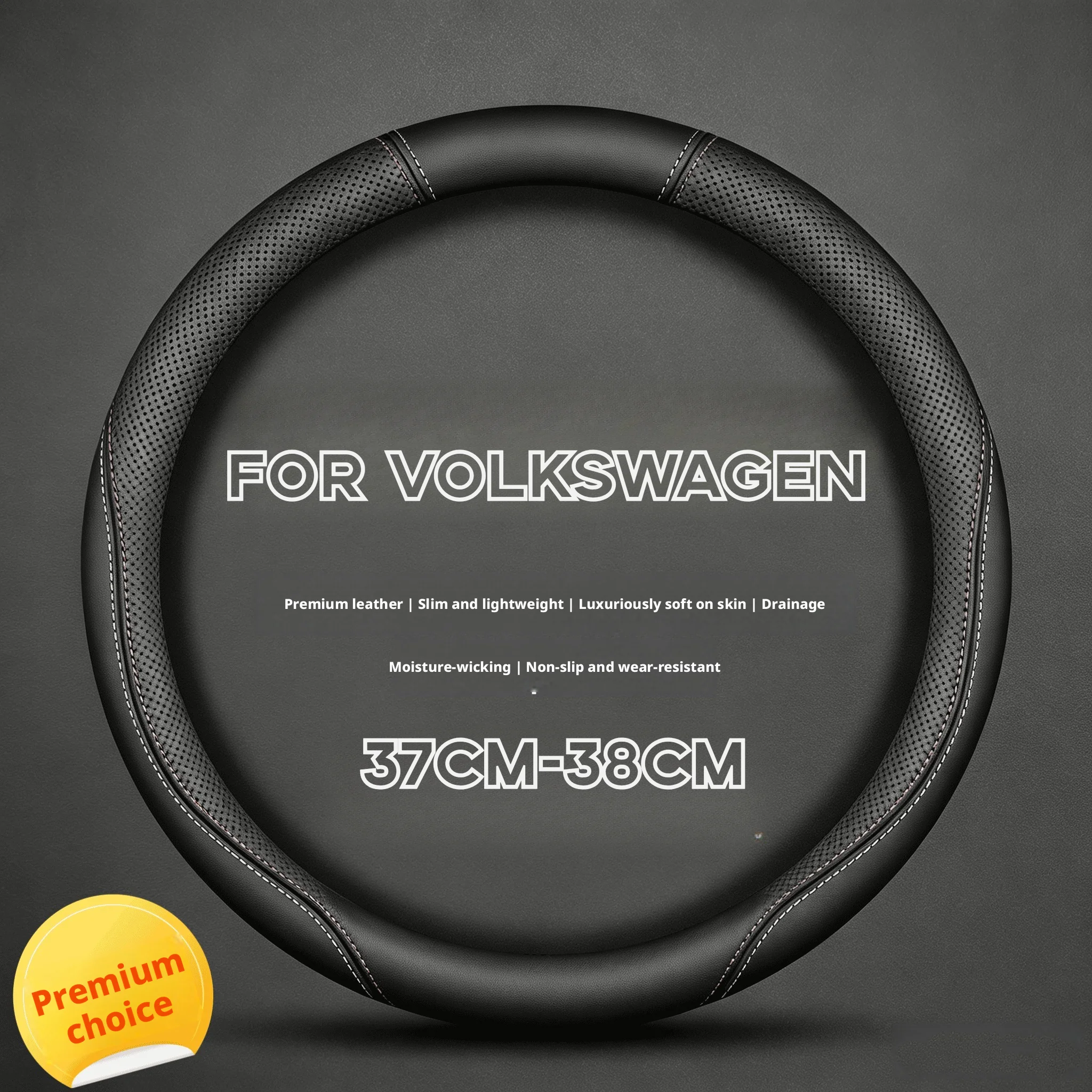 Fit 14.5-15in Skin Friendly Minimalist Steering Wheel Cover for Volkswagen Golf MK5, Golf MK6, Passat B6, Passat B7 Auto Decor