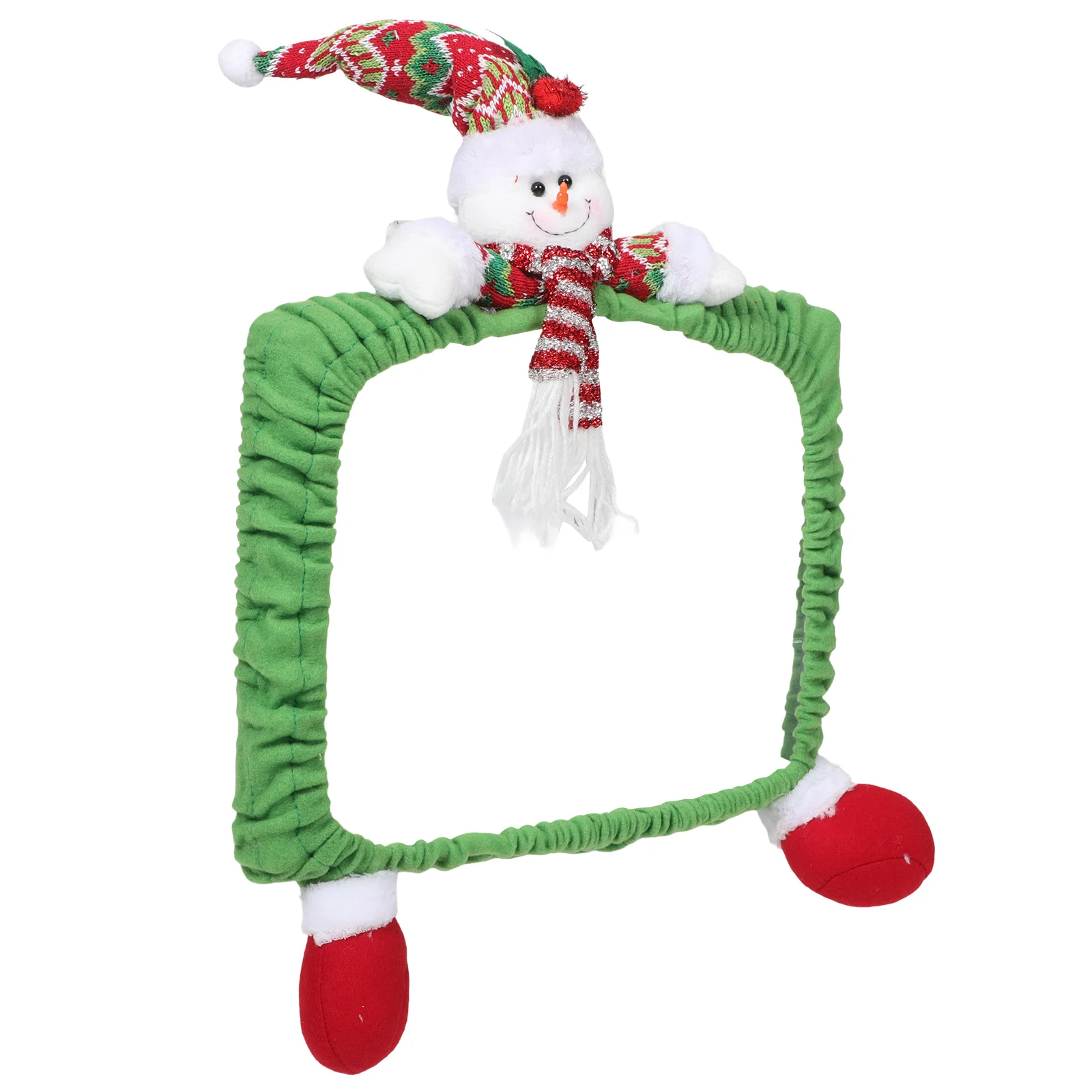 

Christmas Snowman Computer Dust Cover Monitor Decorative Border Cute Elastic Protective Case for Office Holiday Season