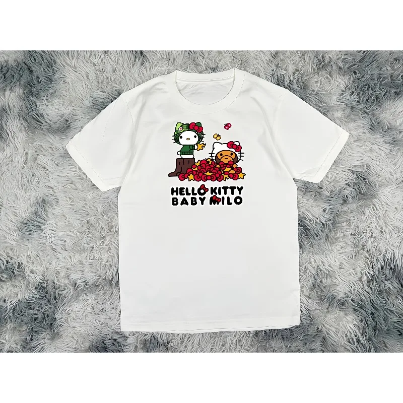 

Новая летняя японская камуфляжная футболка с короткими рукавами и 3D принтом Kitty Cat, модная футболка для пар