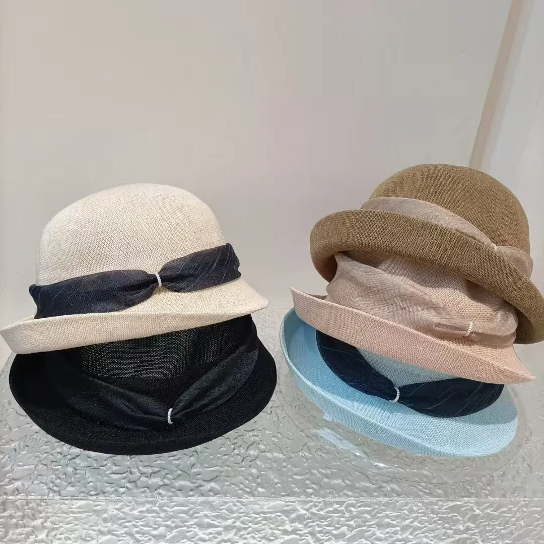 New Japanese Linen Knitted Fisherman Hat Women Spring Summer Outing UV Protection Sunscreen Gift Sun Hat