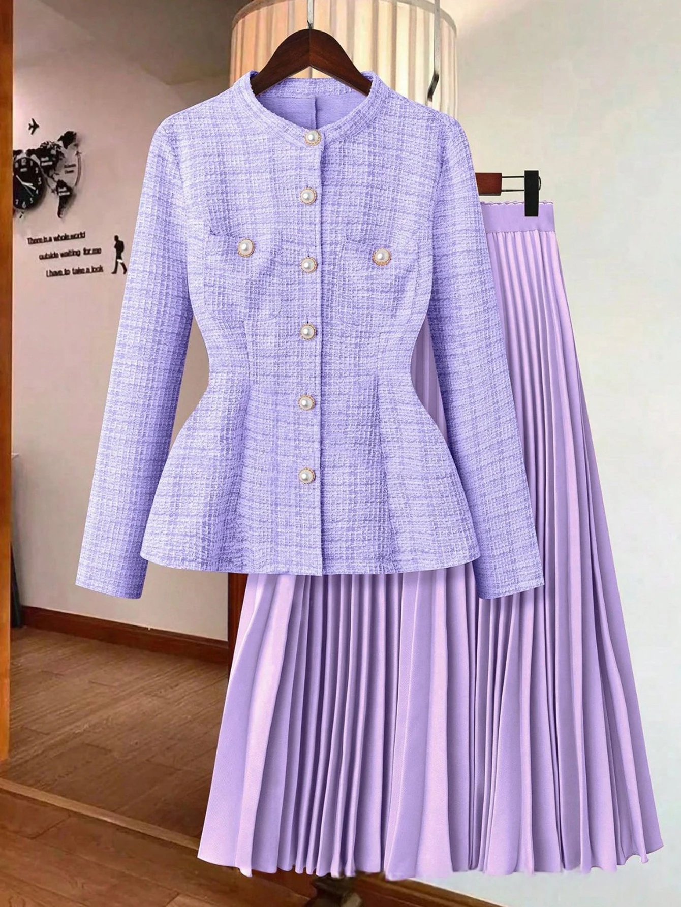 بدلة تنورة نسائية مكونة من قطعتين من Tigtok Pinduoduo Export طقم ملابس على الطراز الأوروبي الأمريكي بدون حزام