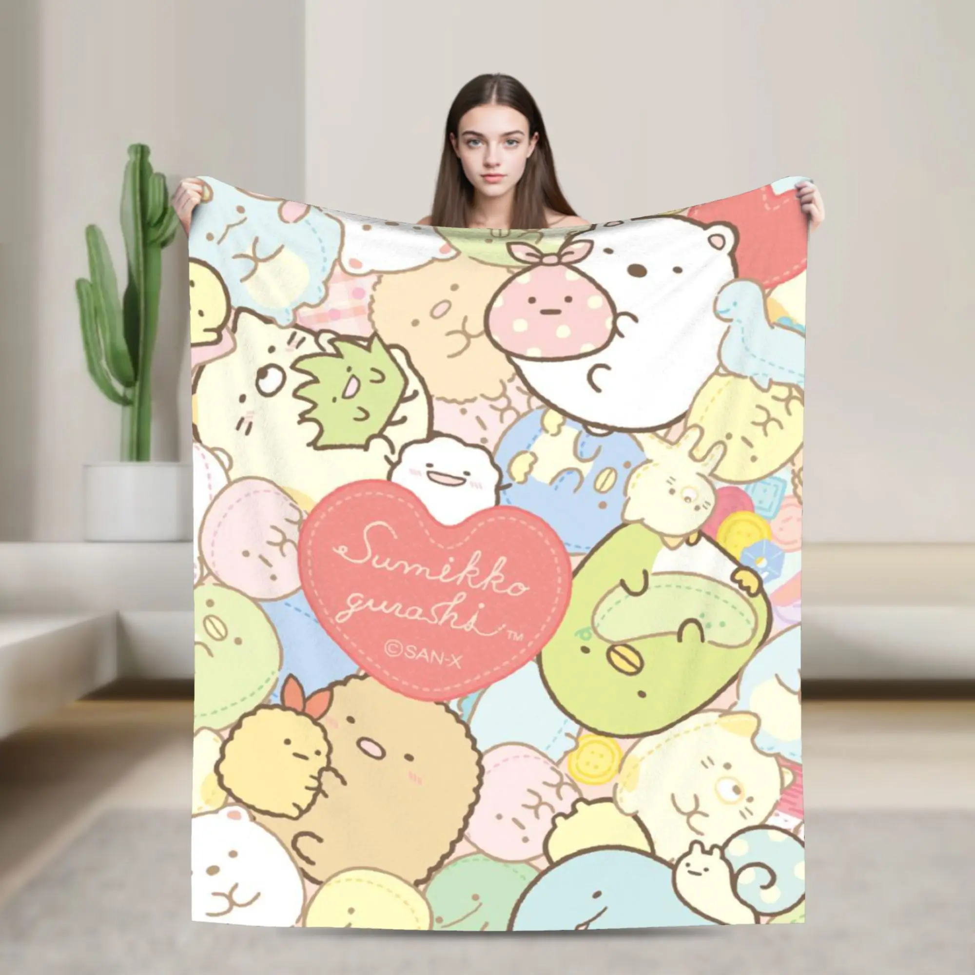 

New Arrival Sumikko Gurashi Kawaii White Bear Blankets Ultra-Soft Flannel Cozy Throw Blankets Machine Washable