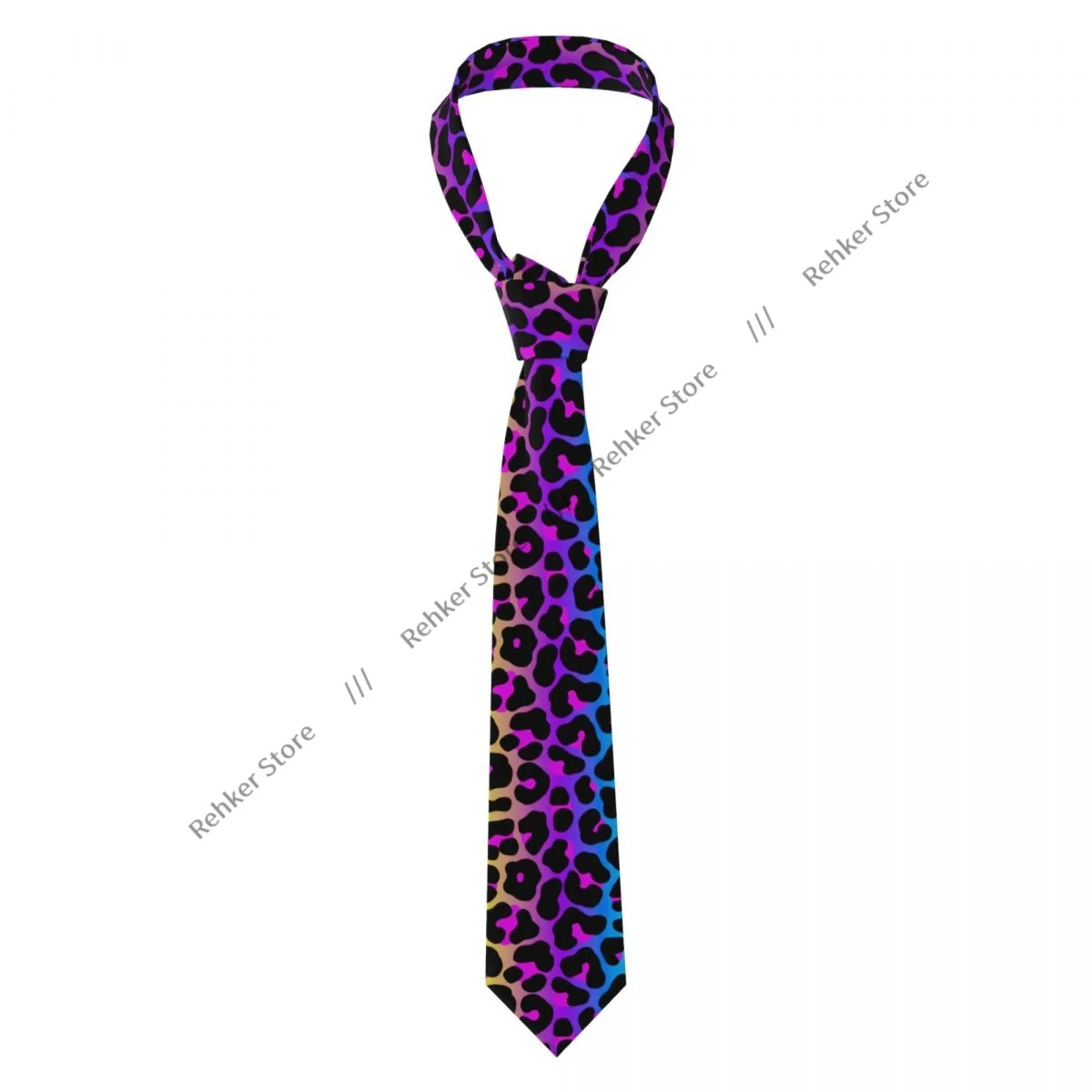 Formal Skinny Neckties Classic Men's Neon Leopard Pattern Wedding Tie Gentleman Narrow