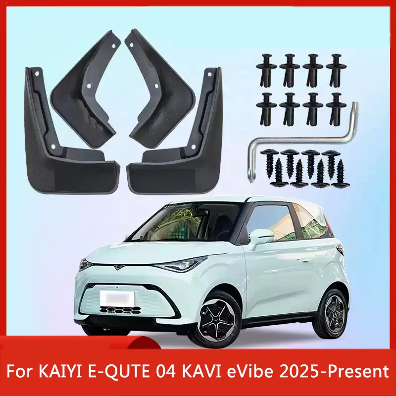 4pcs ABS Car Fender Mud Flaps For KAIYI E-QUTE 04 KAVI eVibe 2025-Present Auto Splash Guard Anti-dirt Wear-resistant Accessory