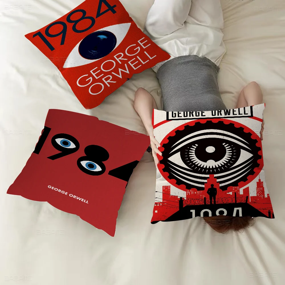 1984 George Orwell Cushion Cover Inches Farmhouse Decor Home Throw Pillow Covers For Couch Decorations