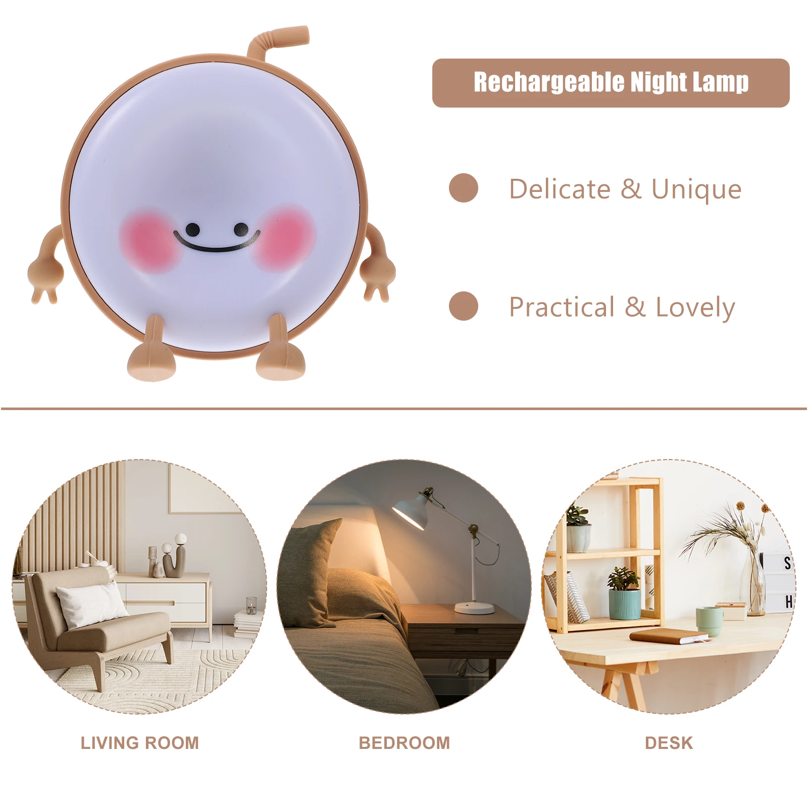 

Pat Small Night Lamp Cute Light for Bedroom Portable Rechargeable Usb Led Third Gear
