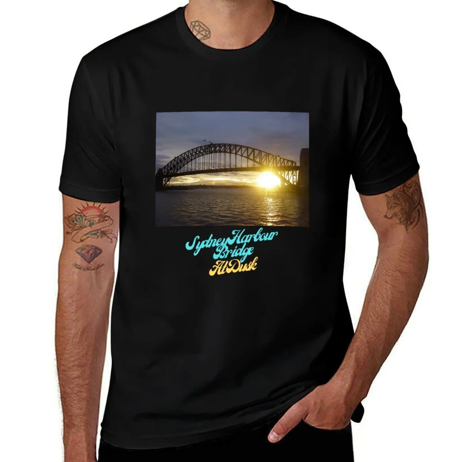Sydney Harbour Bridge at Dusk T-Shirt Work Style Casual T-Shirt