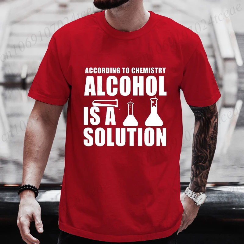 2026NEW Funny Chemistry Nerd Science Alcohol Solution T-Shirt Tops Tees for Men Casual T Shirts Fashion Summer Tshirts Top Y2K