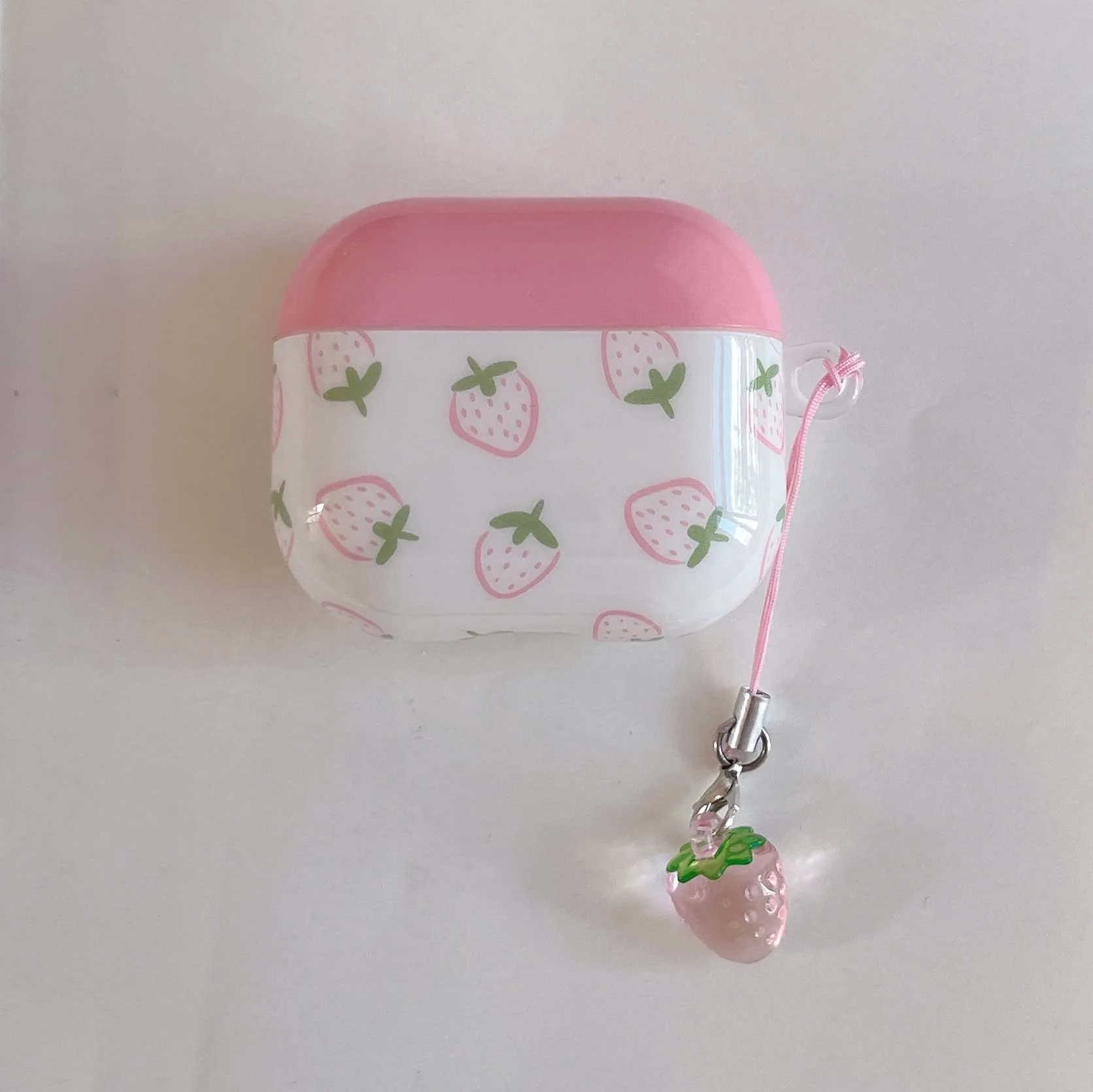 Cartoon fragola ciondolo in cristallo imd custodia per auricolari scatola di ricarica bluetooth wireless per apple airpods 4 pro 2 2nd 3 1 cover