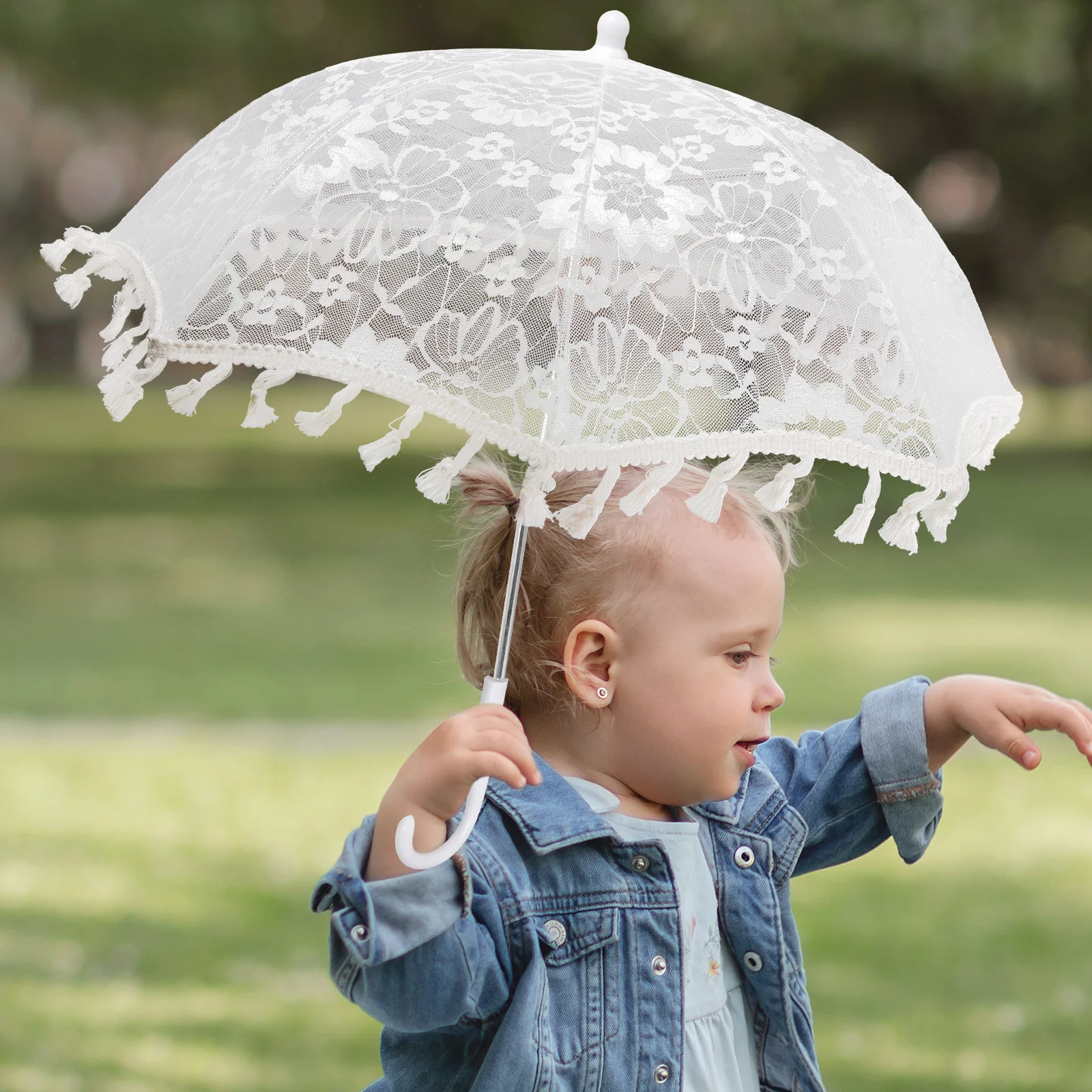 

Delicate Lace Wedding Umbrella For Bride Bridal Flower Girl Decorative Tea Party Parasol Lightweight Portable Sturdy Rustproof
