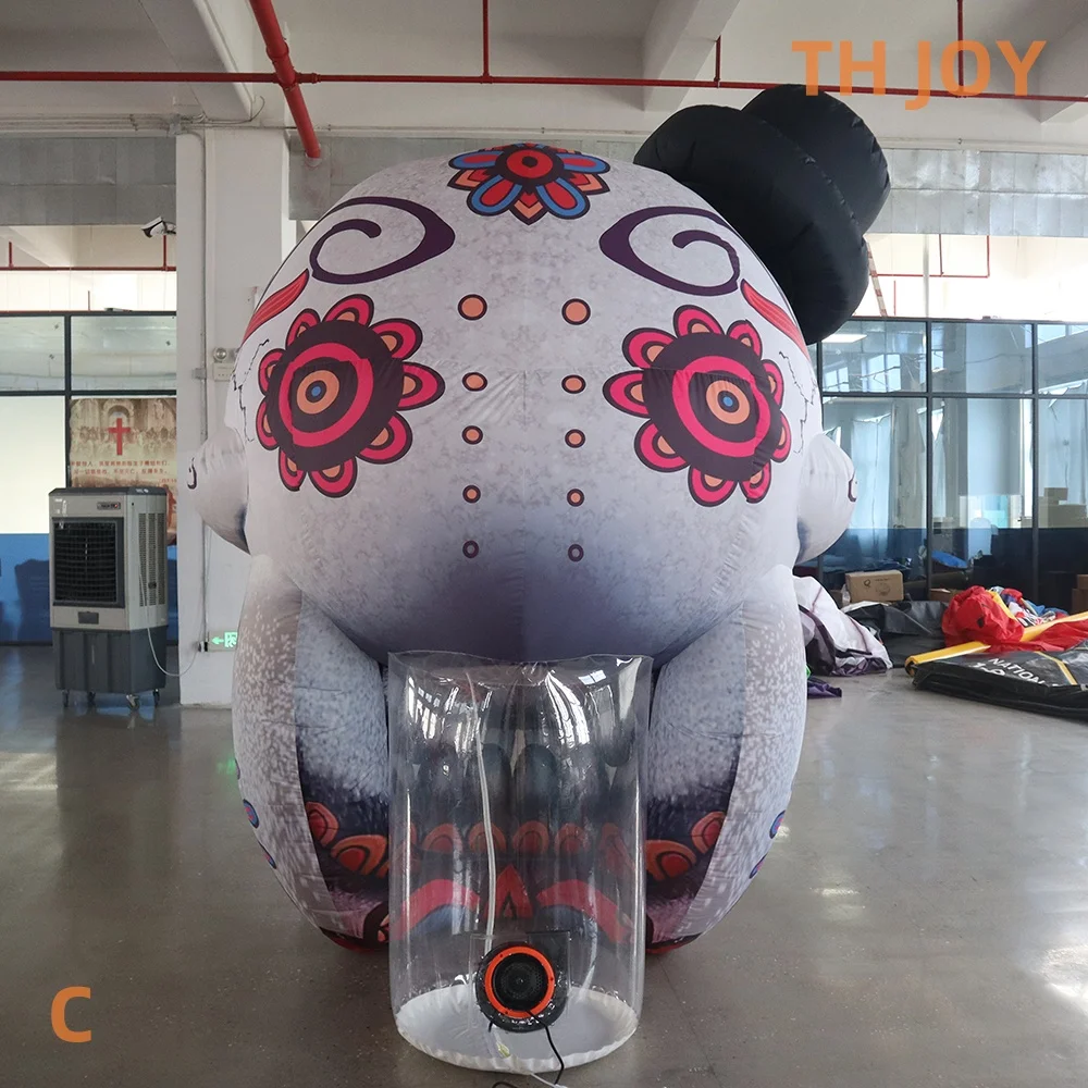 Snel luchtschip tot deur! 3m 10ft Halloween gigantische opblaasbare Halloween schedel volledige afdrukken opblaasbare clown skelet hoofd met licht