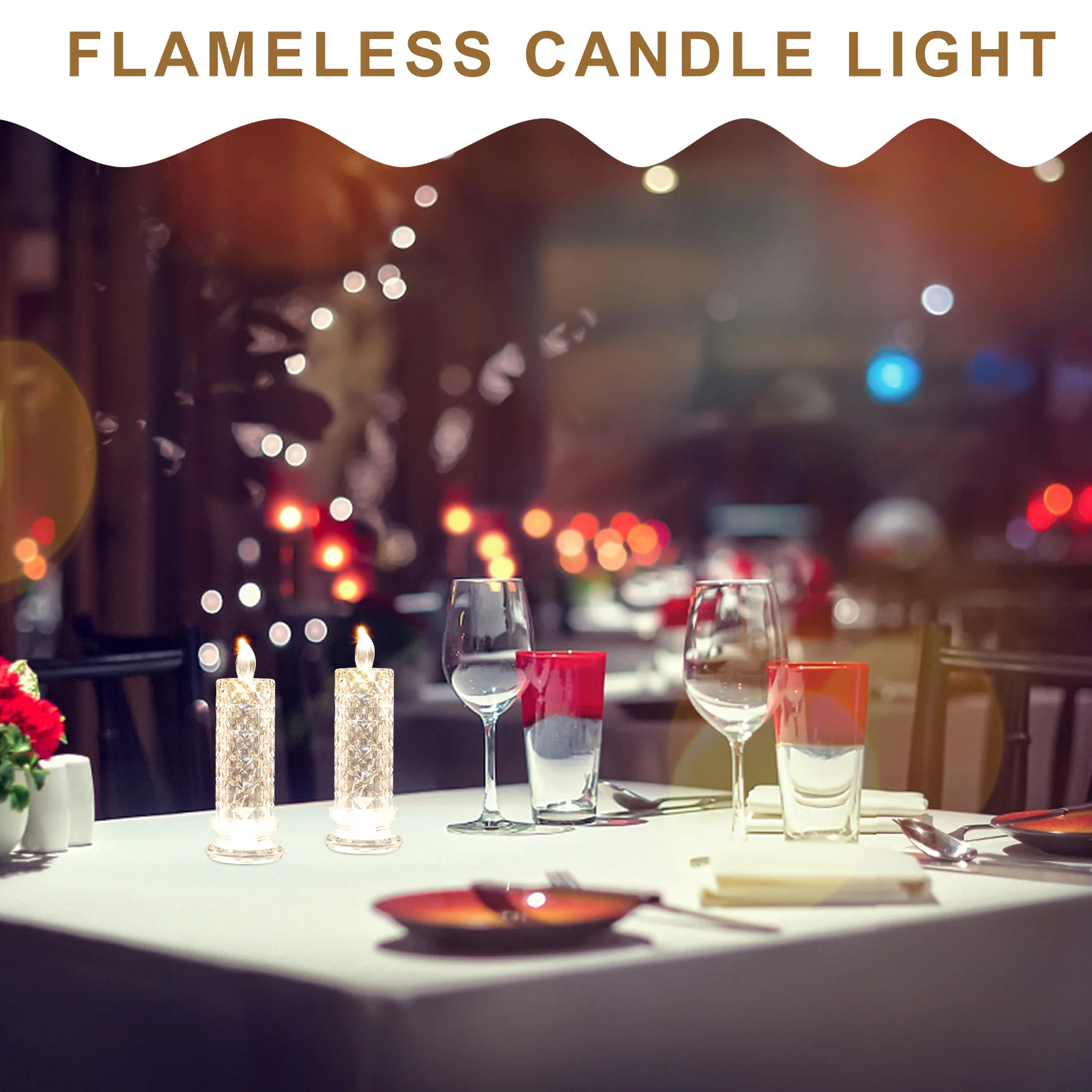 

4Pcs Electronic Lights Operated Flameless LED Candles Romantic Night Light Bedroom Decorative Tabletop Light