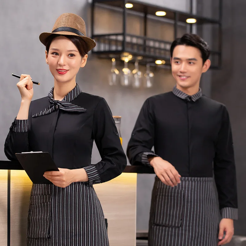 Hotel Restaurant Ober Werkuniform Lange Mouw Vrouwen Westers Restaurant Bakkerij Taart Melk Thee Hot Pot Restaurant Kleding