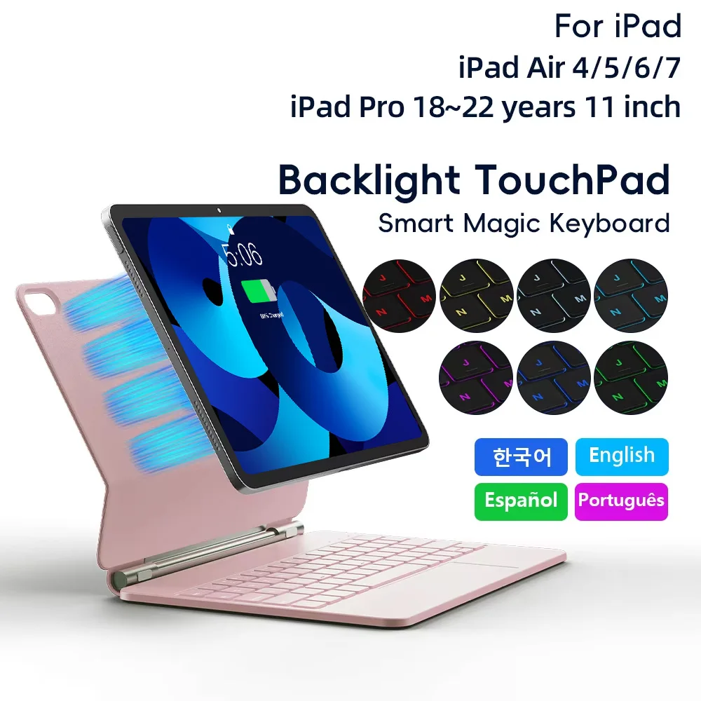 Magic Keyboard for iPad Air 4 Air 5 Air 6 Air 7 11 inch case for iPad Pro 11 inch 2018-2022 Generation Cover Smart Cover
