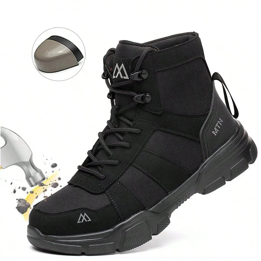 Halloween Black Men's Safety Shoes Steel Toe Sneakers Anti Smash Puncture Resistant Breathable Safety Casual Men's Work Shoes