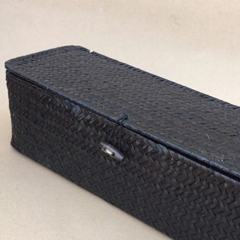 3 Compartment Storage Box Wicker Rattan Basket With Cover Sundries Holder Case Container Desktop Organizer