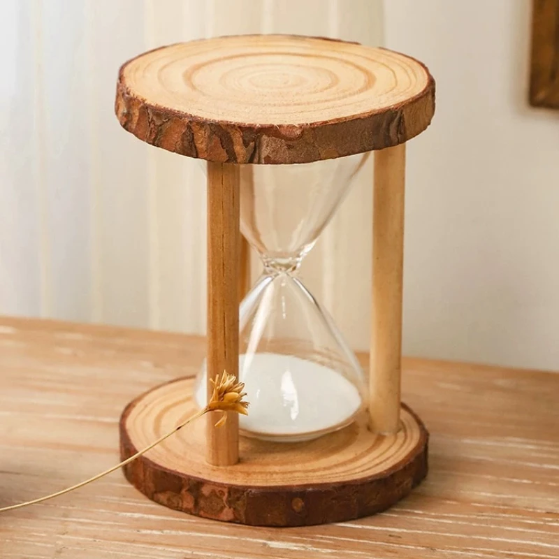 Pile Time Hourglass Timer Gift Taking Photo Desktop Creative Ornament 3 Minutes Home Decoration Accessories Статуэтки Из Дерева
