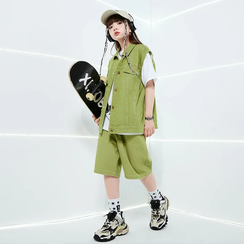 Boys Pink Hip Hop Clothing Vest Tshirt Cagro Shorts Girls Streetwear Outfits Children Ballroom Costumes Kids Jazz Clothes Sets