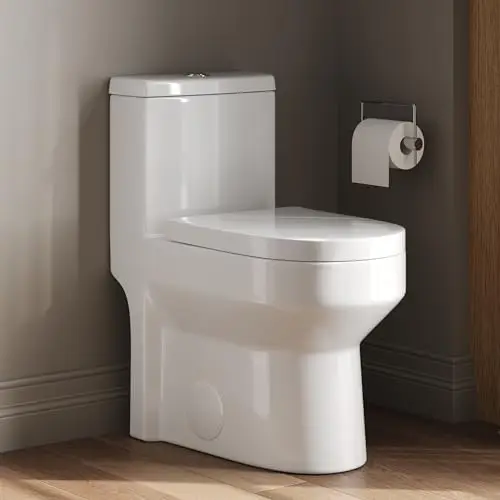 Compact One Piece Toilet with Comfortable Seat Height Modern Standard Toilet for Small Bathroom Dual Flush 1.1/1.6 GPF