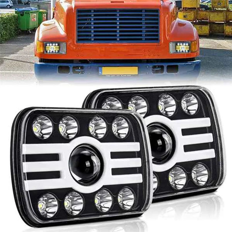 1 Pair 240W 5X7 Inch 7X6 Inch LED Headlight High Low Beam Halo DRL for Wrangler Jeep Cherokee XJ YJ