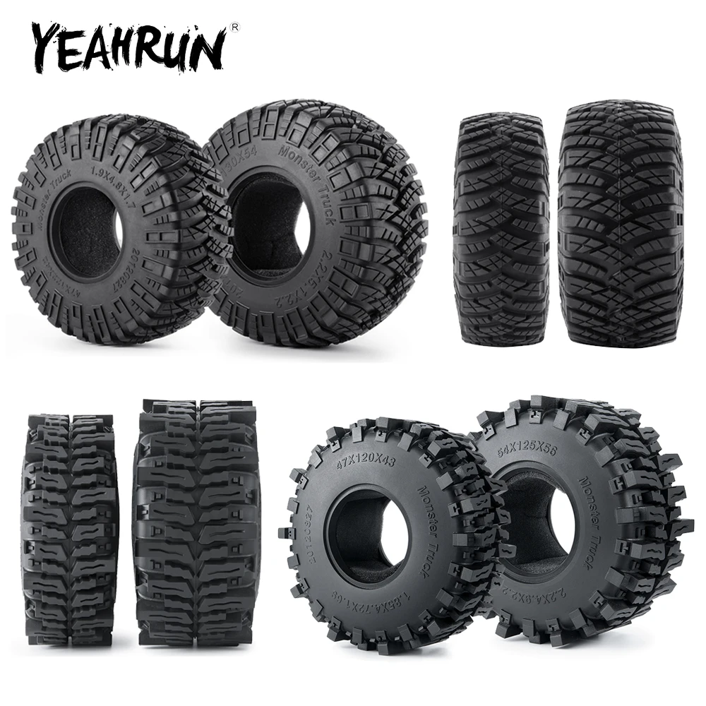 YEAHRUN 1.9inch/2.2inch Rubber Beadlock Wheel Tires w/ Sponge for Axial SCX10 III AXI03007 90047 Capra 1/10 RC Car Monster Truck