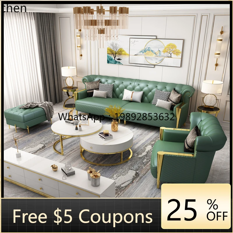 

W1 light luxury leather sofa small apartment three-person living room combination post-modern simplicity