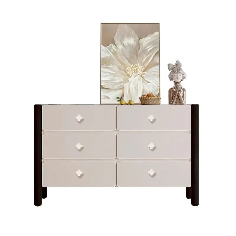 wood six-chest cabinet, living room master bedroom storage drawer, bedside cabinet contrasting color decorative cabinet