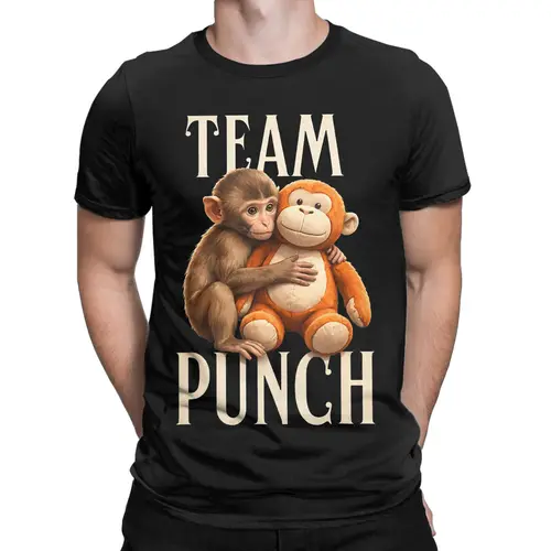 Imagen 2 del producto Camiseta Baby Monkey Punch Team Punch para hombre, camisetas informales, camisetas de manga corta con cuello redondo, camisetas con estampado de algodón puro