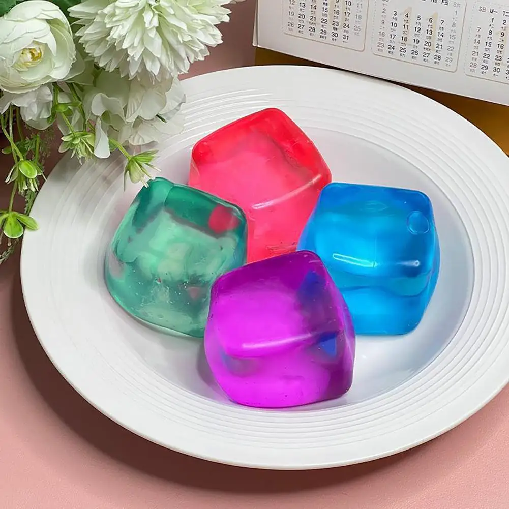 Stress Relief Toy 1/2/4pcs Coconut Oil Squeeze Balls Ice Cube Stress Relief Toys Slow Focus Aid Anti-anxiety Tools Stress Ball