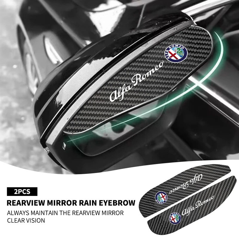 2Pcs Carbon Fiber Car Rearview Mirror Eyebrow Rain Cover For Alfa Romeo Mito Brera 147 Giulietta 159 156 Stelvio Sportiva Giulia